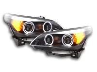 BMW E60 E61 Forlygter Sonar Angeleyes LED Sort 03-07