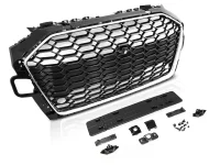 Audi A4 B9 Frontgrill RS4-Look Honeycomb Krom / Sort 20-