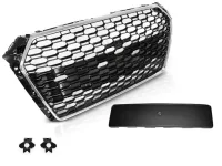 Audi A4 B9 Frontgrill RS4-Look Honeycomb Krom / Sort 15-19 PDC