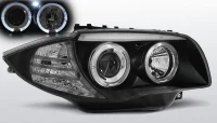 BMW 1-Serie E81 E87 Forlygter Angeleyes Sonar Sort LED