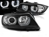 BMW E90 E91 Forlygter Angeleyes 3D LED Sort 05-08