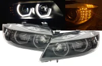 BMW E90 E91 Forlygter NxtGen U-Shape 3D LED Blink 05-08 - Sort