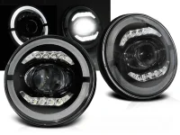 Jeep Wrangler TJ LJ JK Forlygter Fuld LED Sort 96-18 E-Mærket