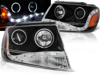 Jeep Grand Cherokee WJ Forlygter Eagle AE + LED 99-05 - Sort