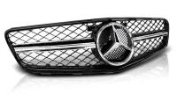 Mercedes W204 Frontgrill C63 Look 07-14 Sort / Krom m. Krom Logo