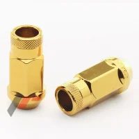 M12x1,5 Hjulmøtrik Guld Åben Lang - 20 stk + Adapter