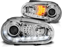 VW Golf 4 Forlygter JunYan Dayline LED Krom - LED Blink